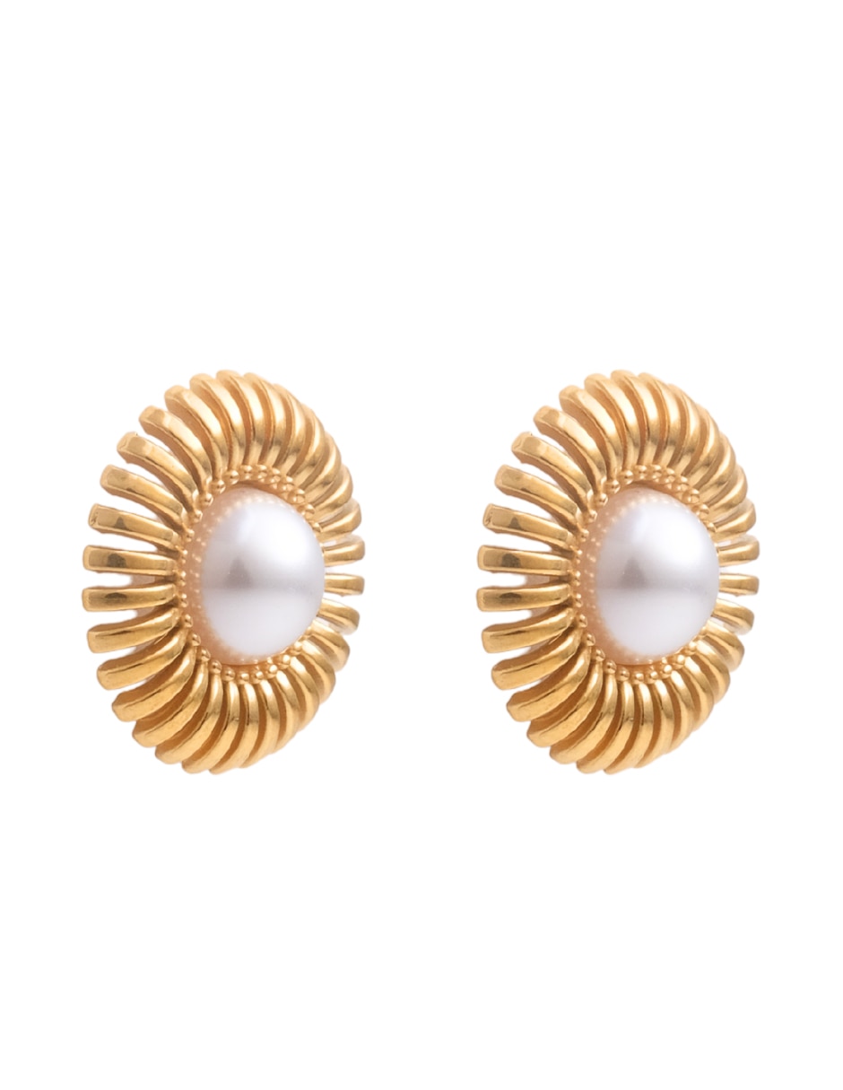 Broqueles con acabado chapa de oro 18K perla 2