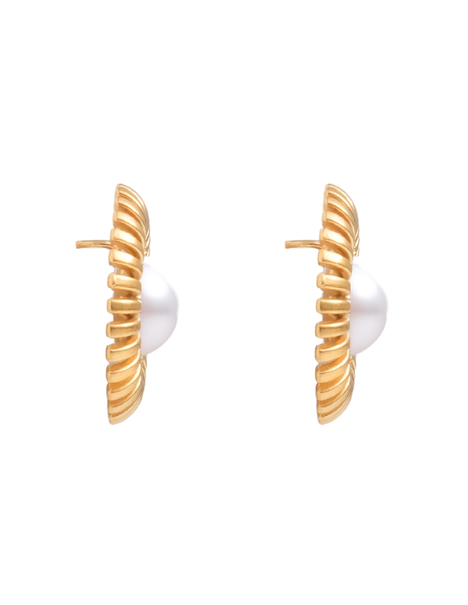 Broqueles con acabado chapa de oro 18K perla 3