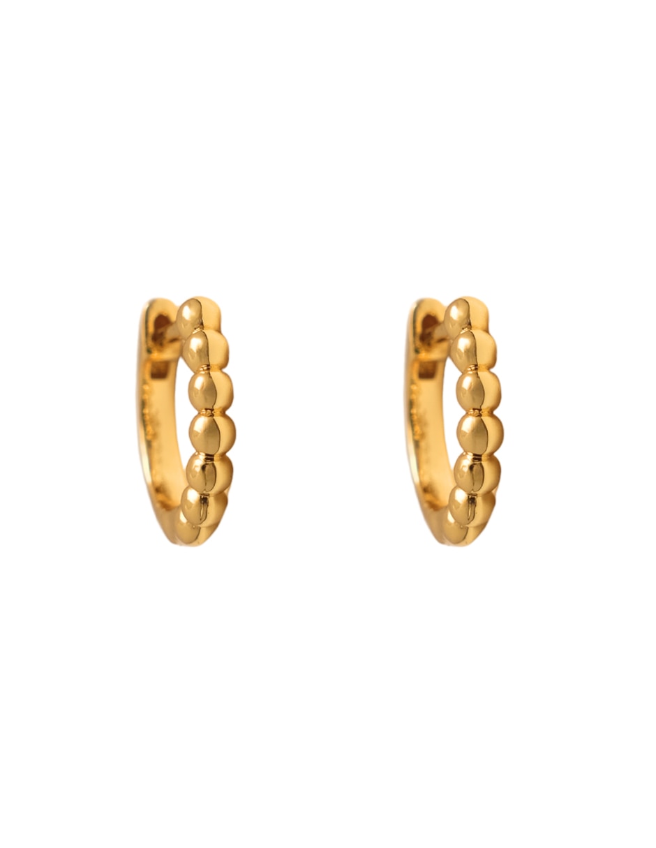 Aretes huggies con acabado chapa de oro 18 K 1