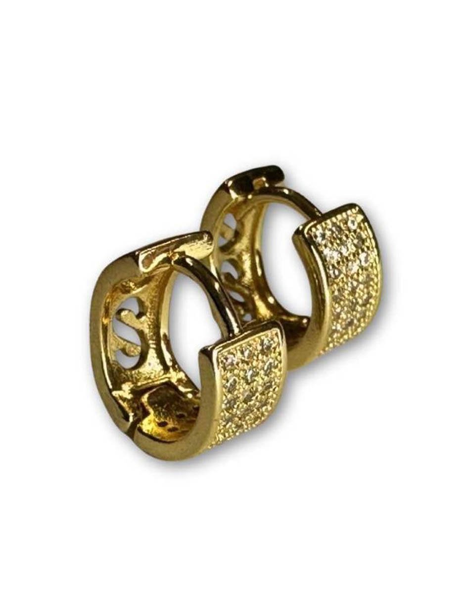 Aretes cortos 14 K con acabado baño de oro 4