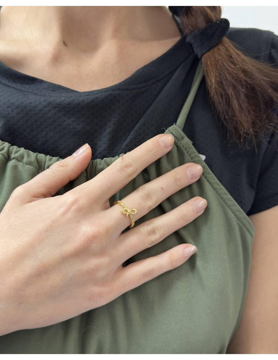 Anillo de moño acabado baño de oro 14 K 2