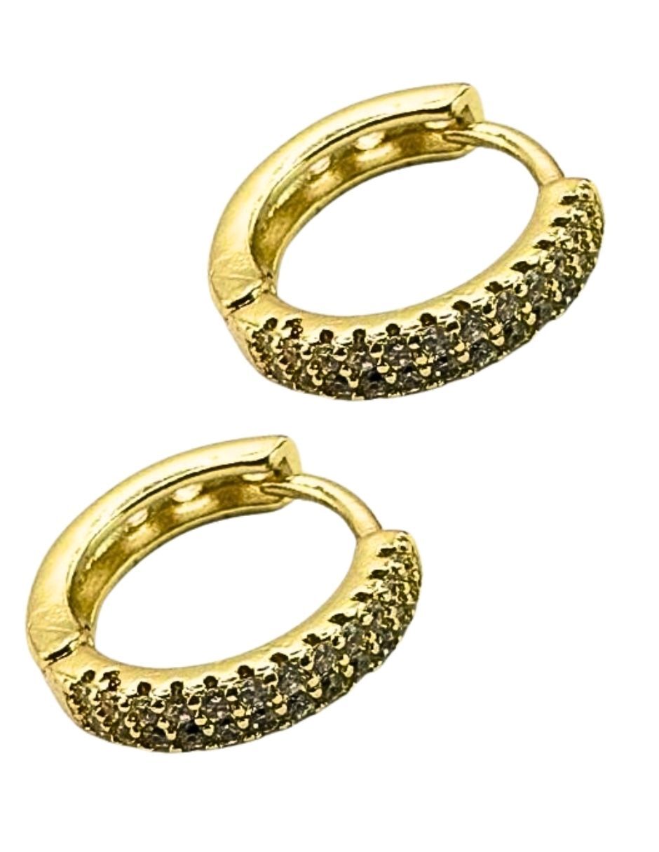 Arracadas con acabado baño de oro 14 K zirconia 3