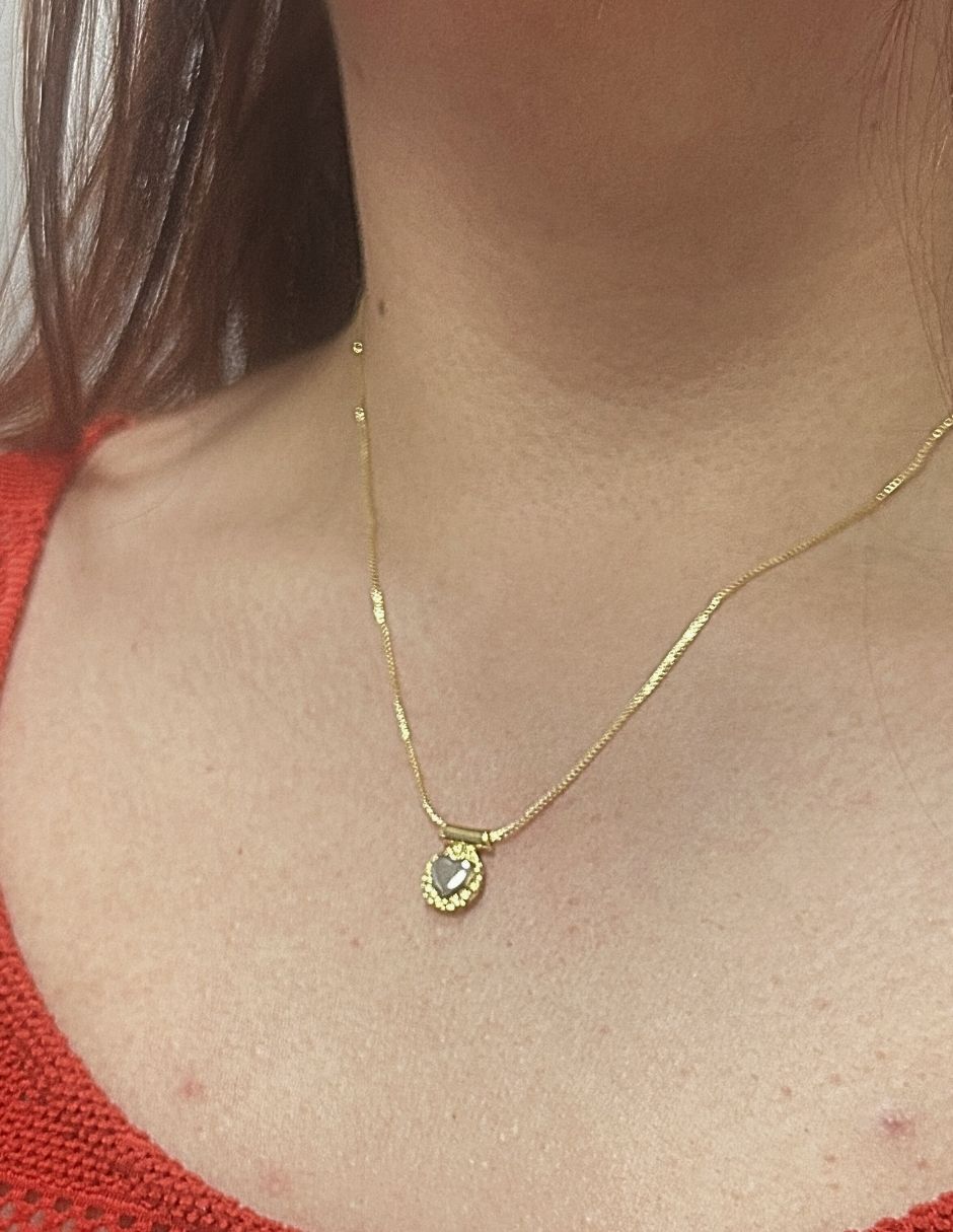 Collar de corazón con acabado baño de oro 14 K 4