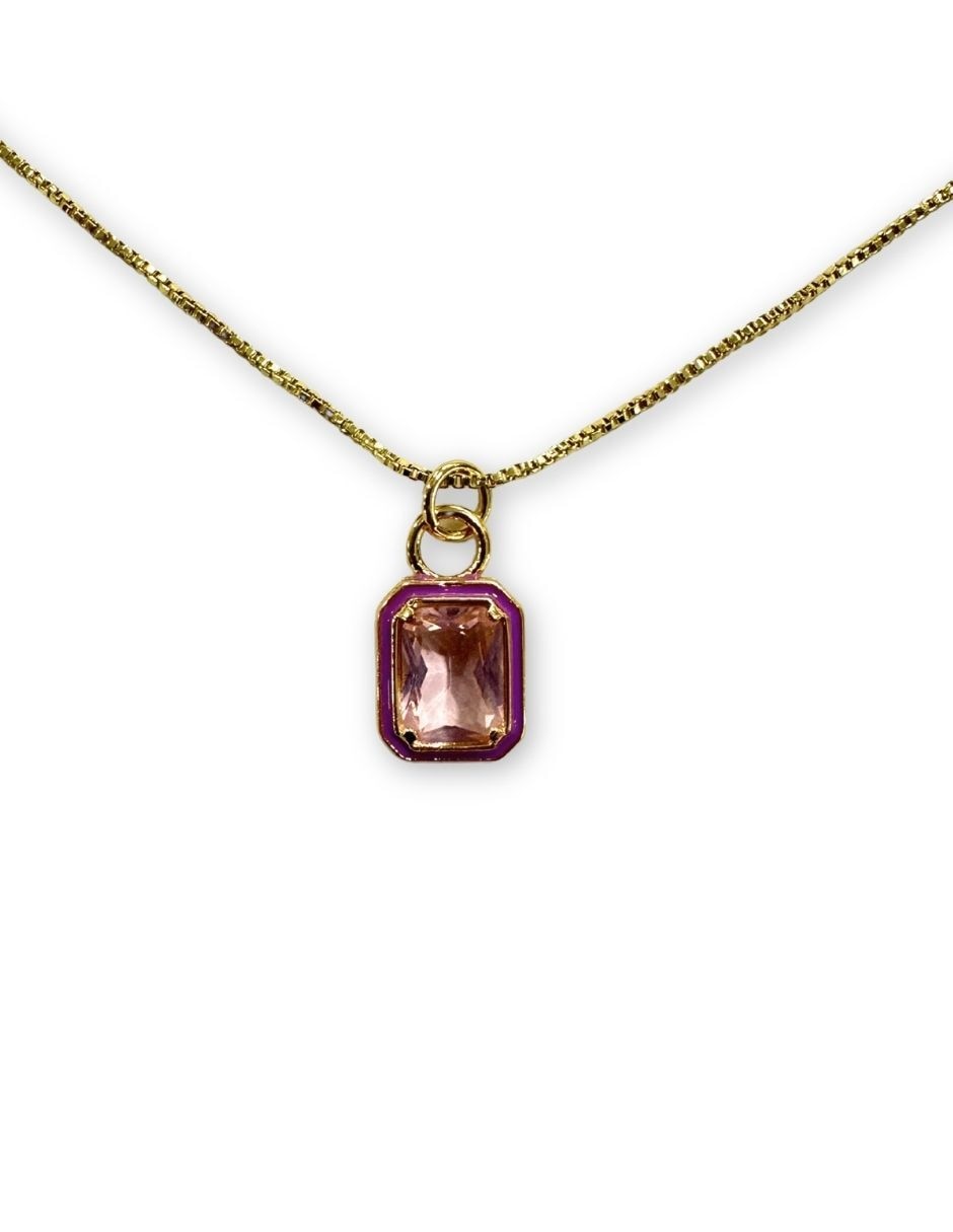 Collar rectangular con acabado baño de oro 14 K
