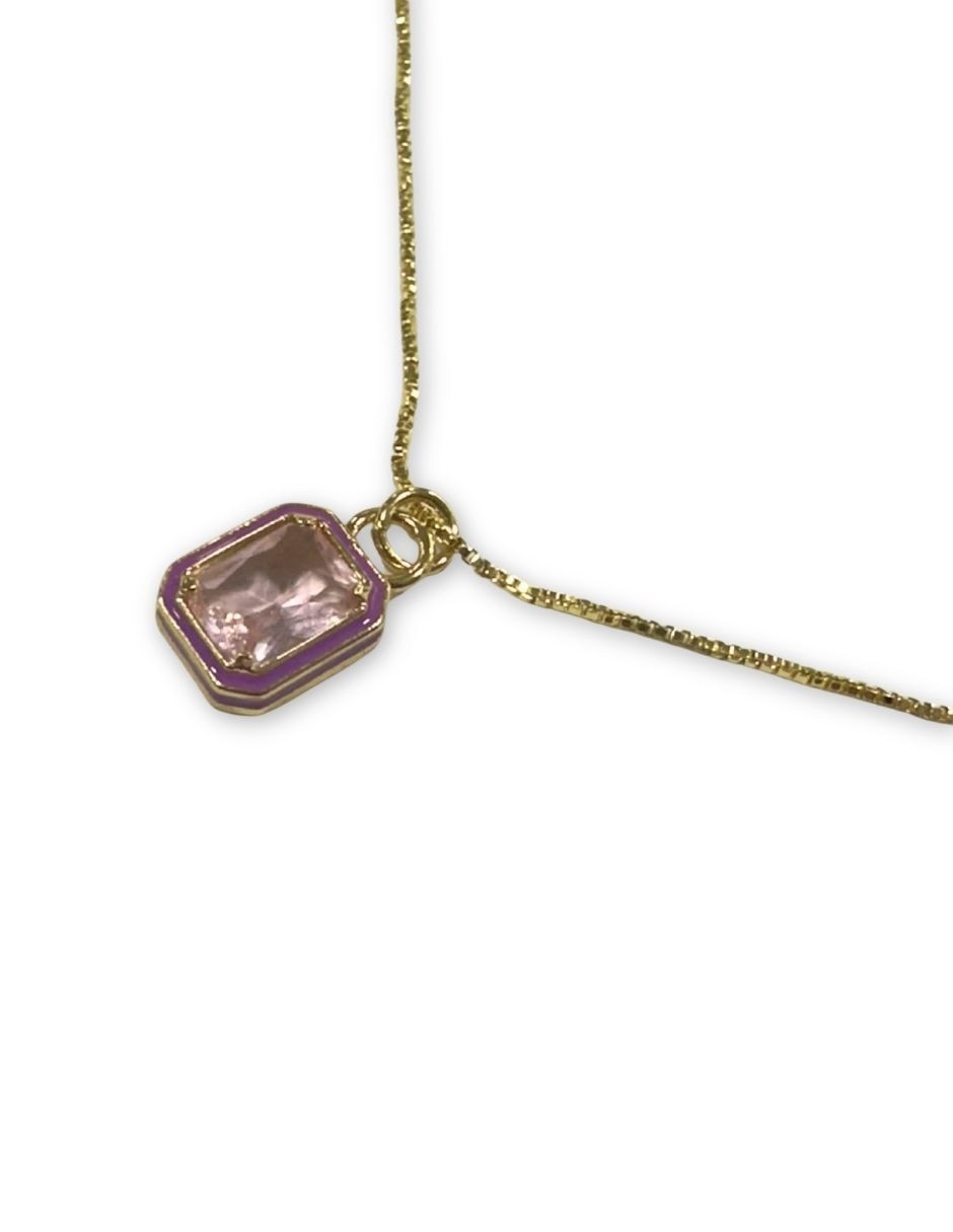 Collar rectangular con acabado baño de oro 14 K 3
