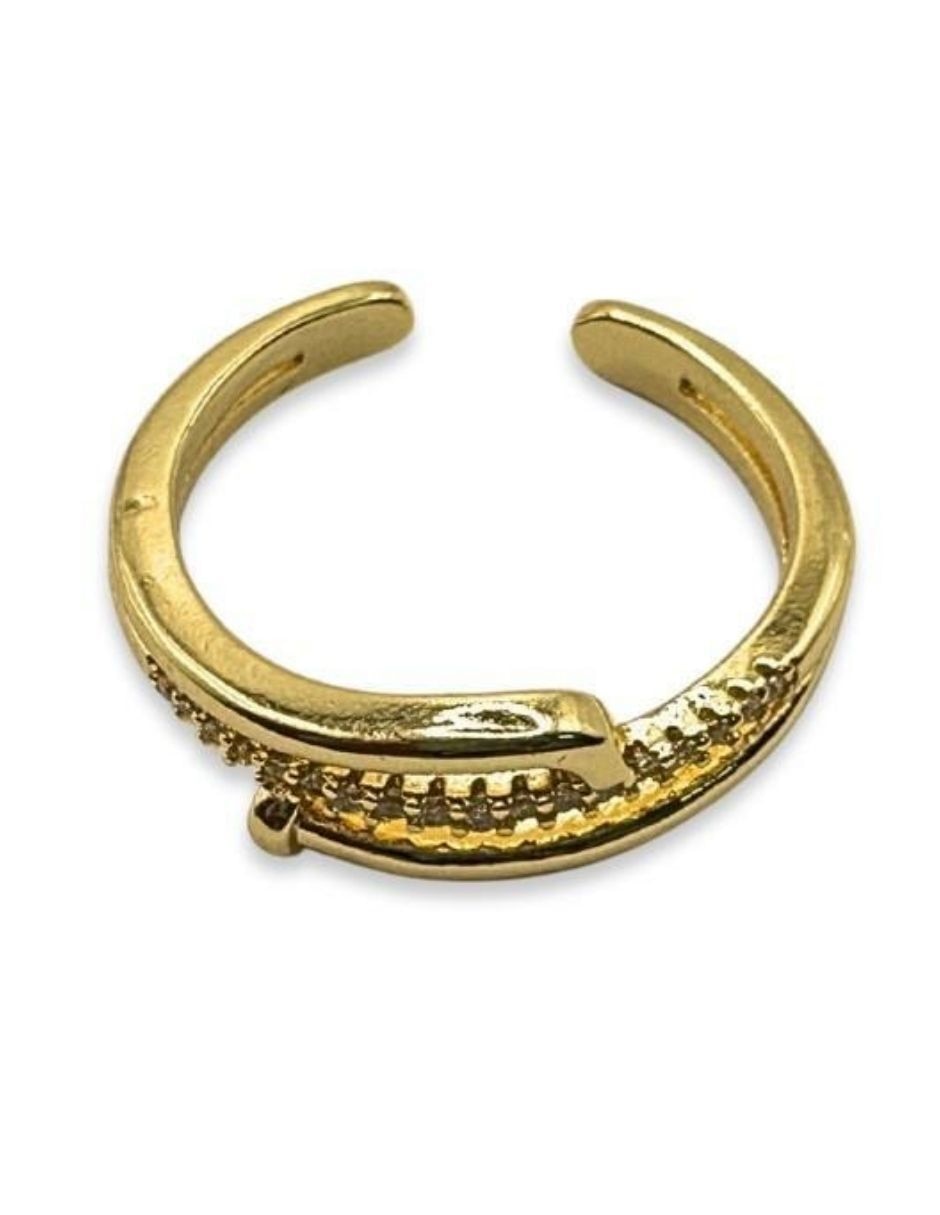 Anillo zirconia acabado baño de oro 14 K 4