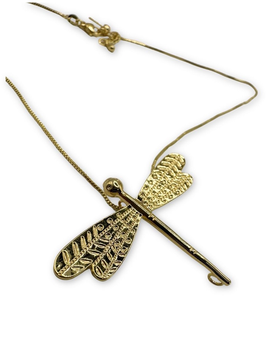 Collar de libélula con acabado baño de oro 14 K 3